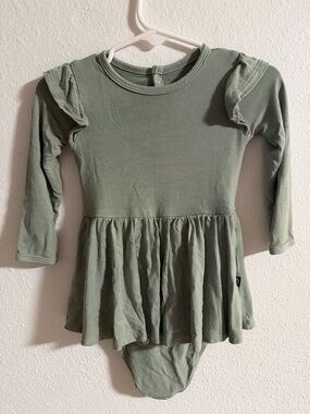 Kyte BABY Sage Green LS Twirl Bodysuit Dress